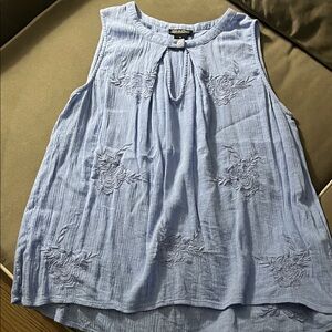 Lucky Brand Light Blue Embroidered Blouse